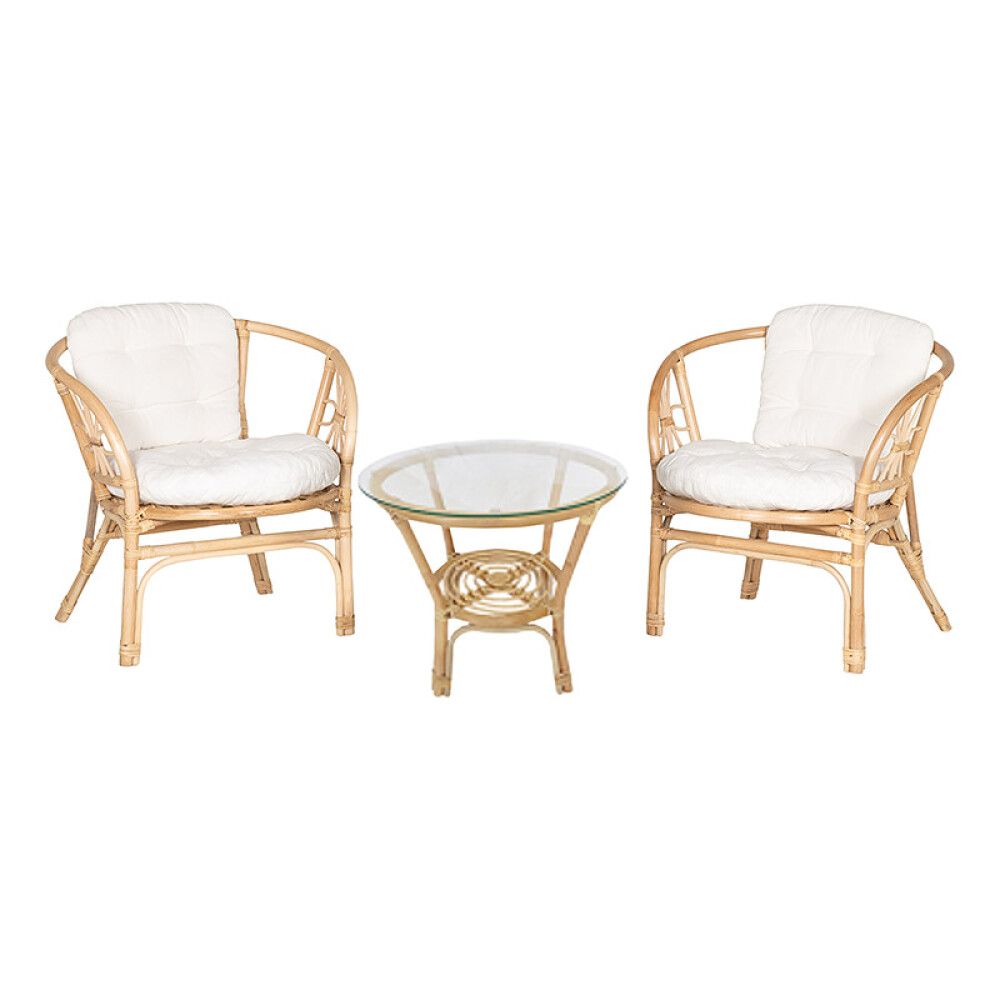 CAFÉSETT SUNFUN VISBY BORD + 2 LOUNGESTOL NATUR