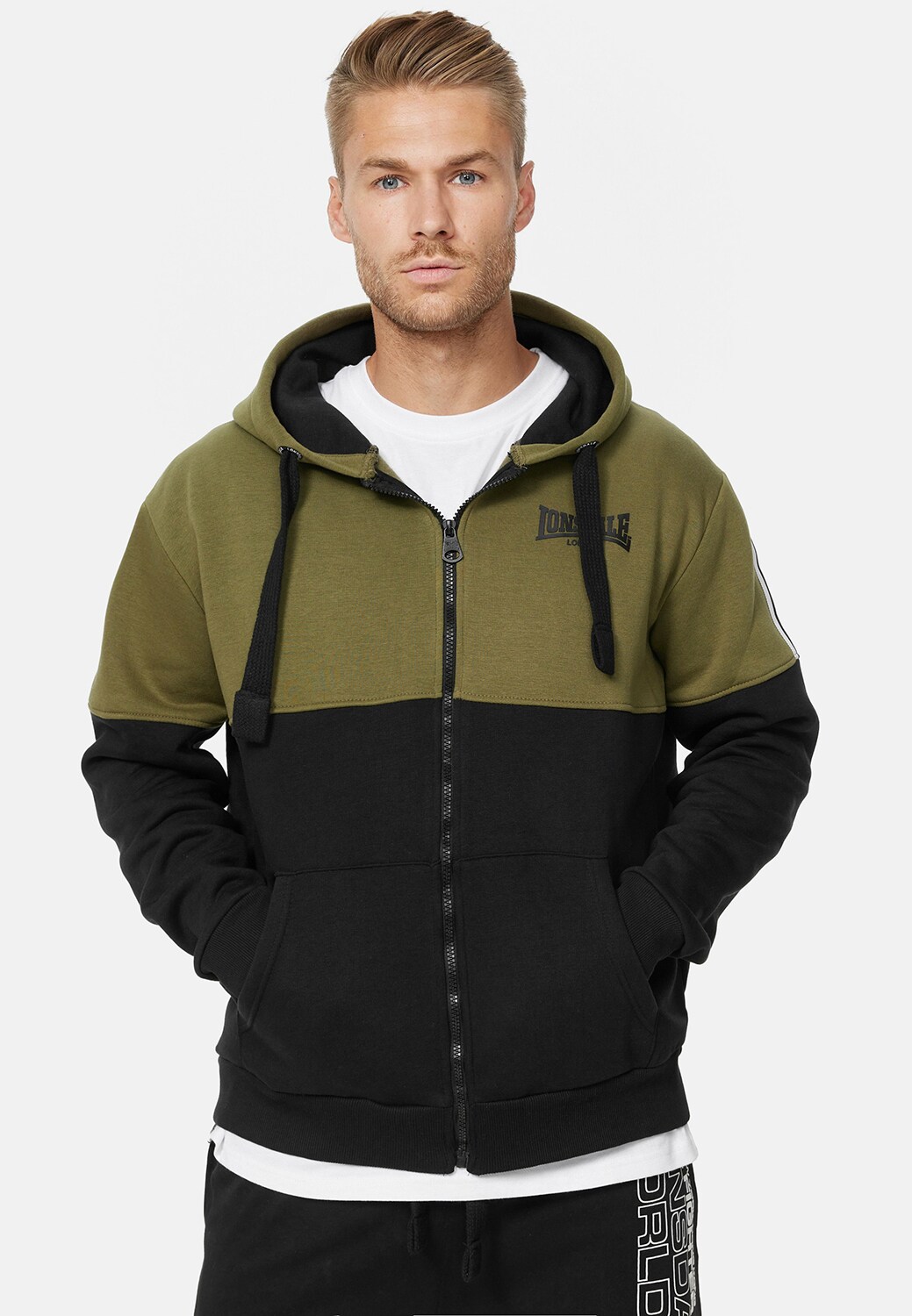 Lonsdale Herren Kapuzensweatjacke mit Reißverschluss normale Passform LUCKLAWHILL