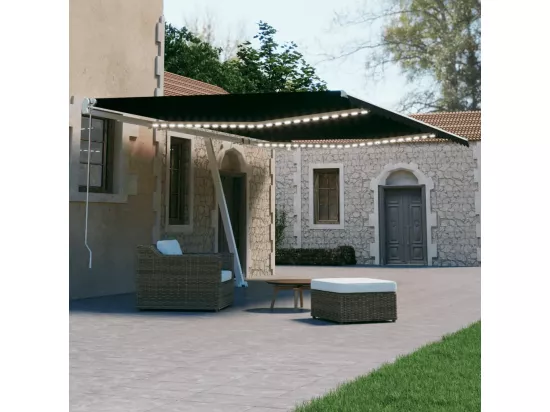 Auvent automatique capteur de vent et LED 600x300 cm Anthracite