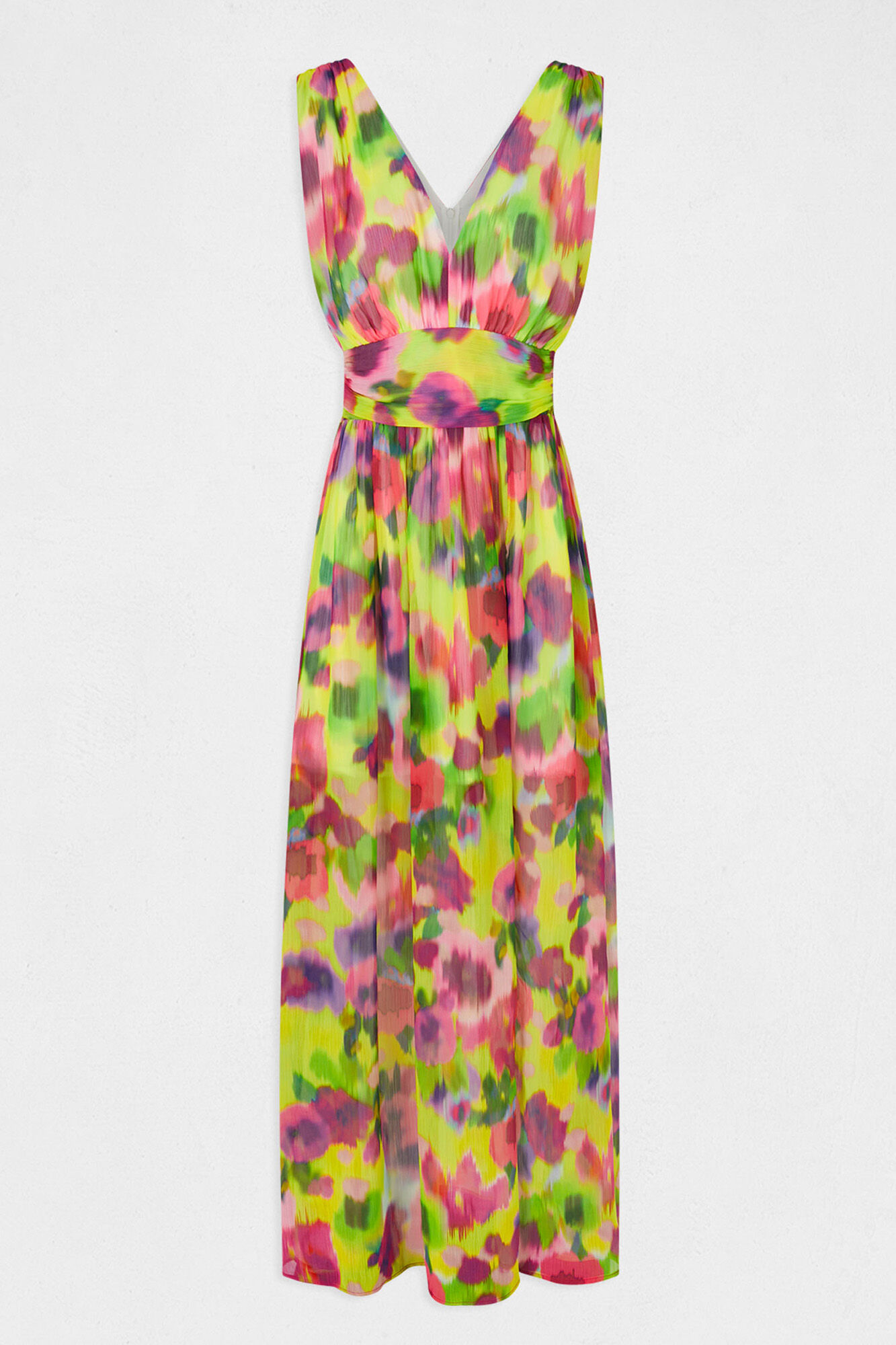 Vestido longo estampado e ajustado - Multicolorido