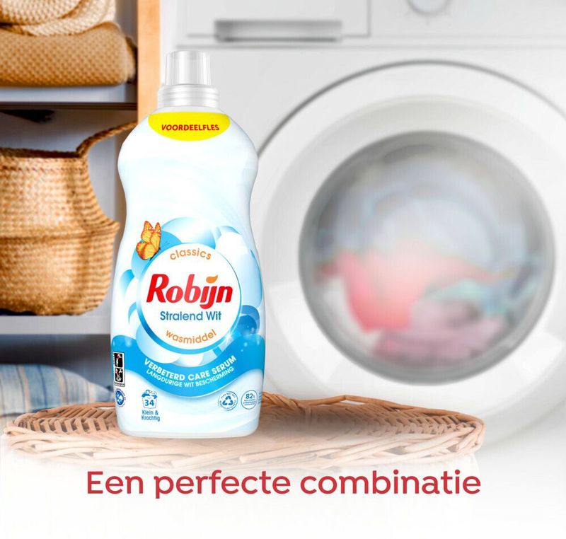 Robijn - Klein & Krachtig Classics - Vloeibaar Wasmiddel - Stralend Wit - 34 Wasbeurten