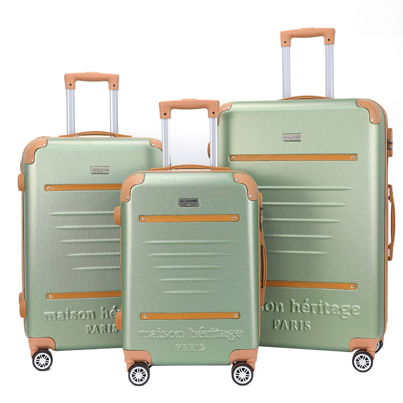 Maison Héritage 3 Valises 4 roues doubles Trocadéro 55/65/75 cm vert kaki