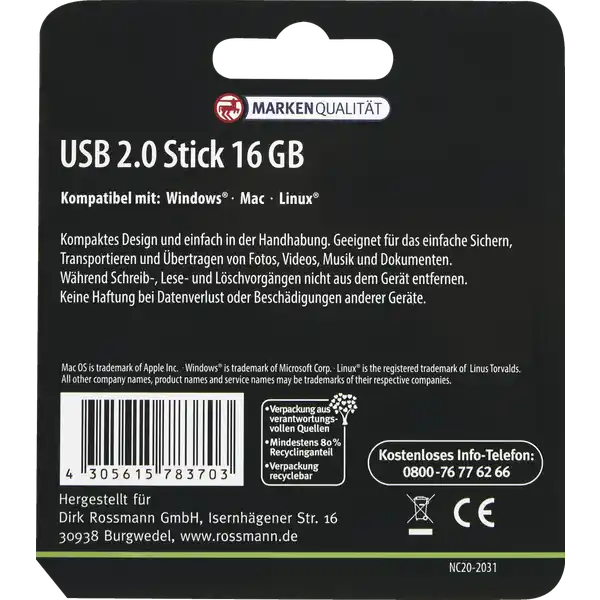 USB-Stick 2.0, 16 GB