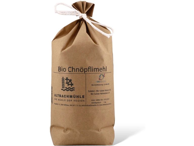 Altbachmühle Chnöpflimehl Bio Suisse 1 kg Hochwertiges Mehl aus der Schweiz für feine Chnöpfli