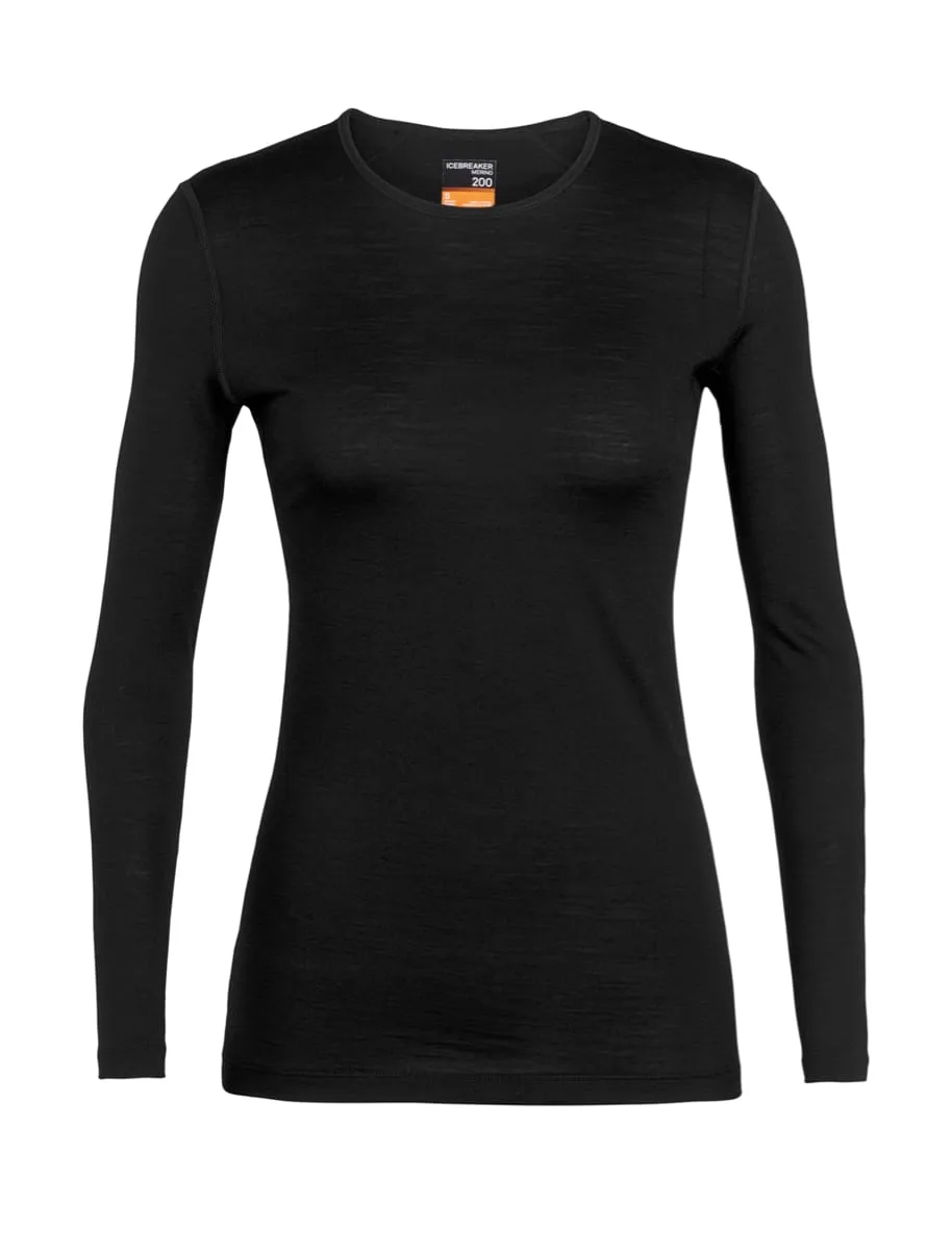 Icebreaker Women's 200 Oasis Long Sleeve Crewe Black