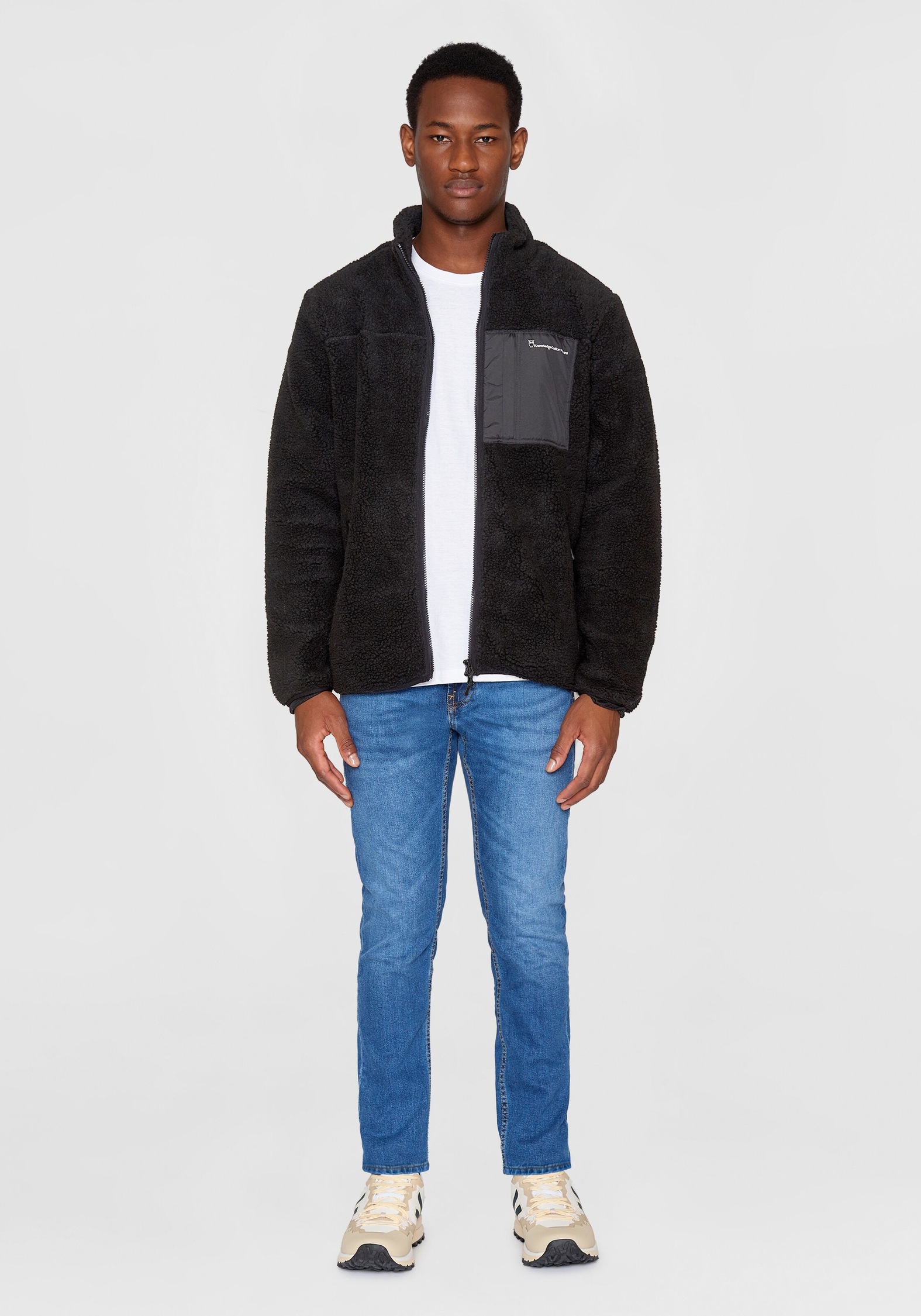 Knowledge Cotton Apparel Fleecejacke Teddy Zip Sweat Black Jet