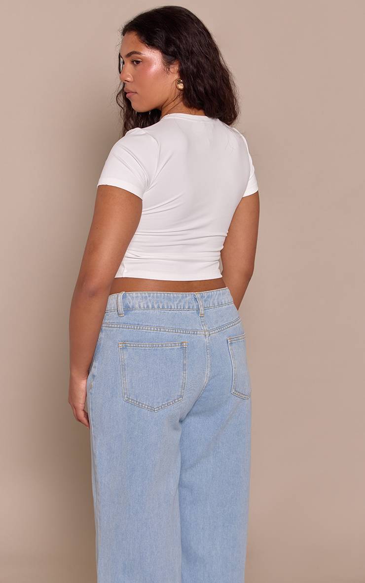 Blanc T-shirt Shape À Manches Courtes Sculptant Avec Soutien-gorge Intégré