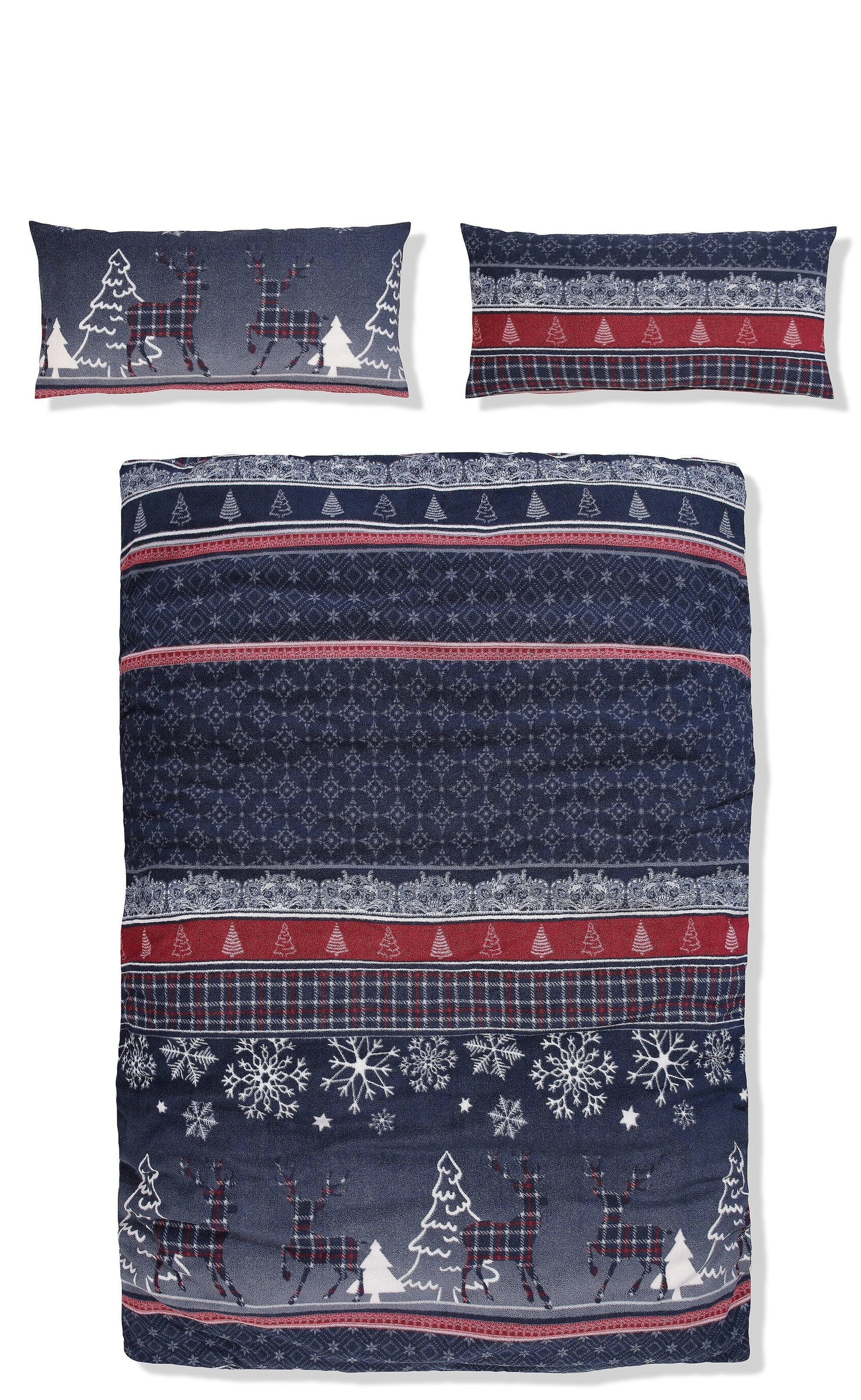 my home Bettwäsche »Chrissy in Gr. 135x200 oder 155x220 cm, ideal für Weihnachten« 2 tlg. Fleece kuschelig warm im Winter, Weihnachtsbettwäsche, Winter