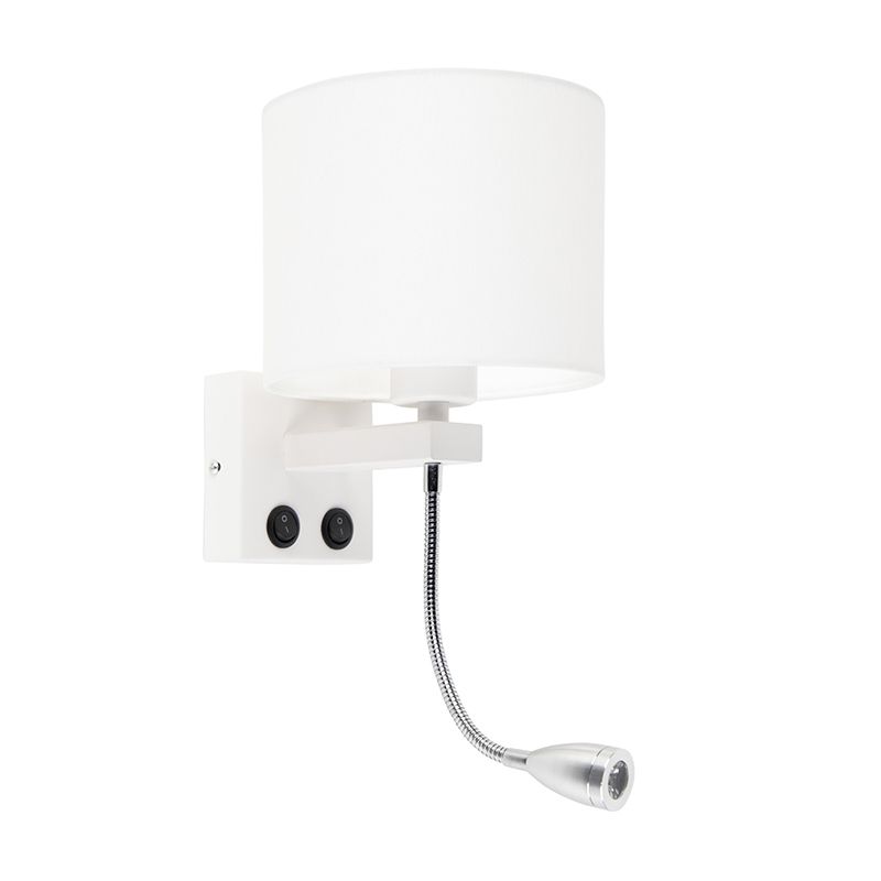 Moderne wandlamp wit met witte kap - Brescia
