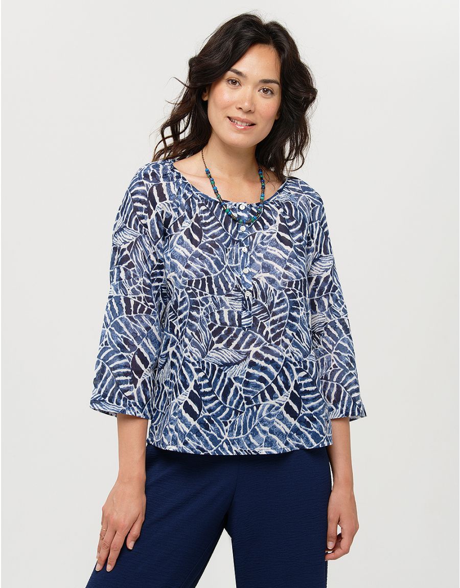 Blouse bleue 100% coton