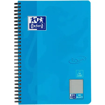 Oxford Touch Collegeblock B5 kariert meerblau, 80 Blatt, Doppelspirale, abgerundete Ecken