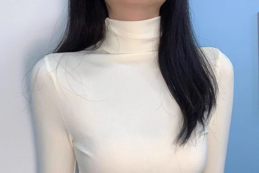 Alhambra - T-shirt met lange mouwen en mockneck, effen