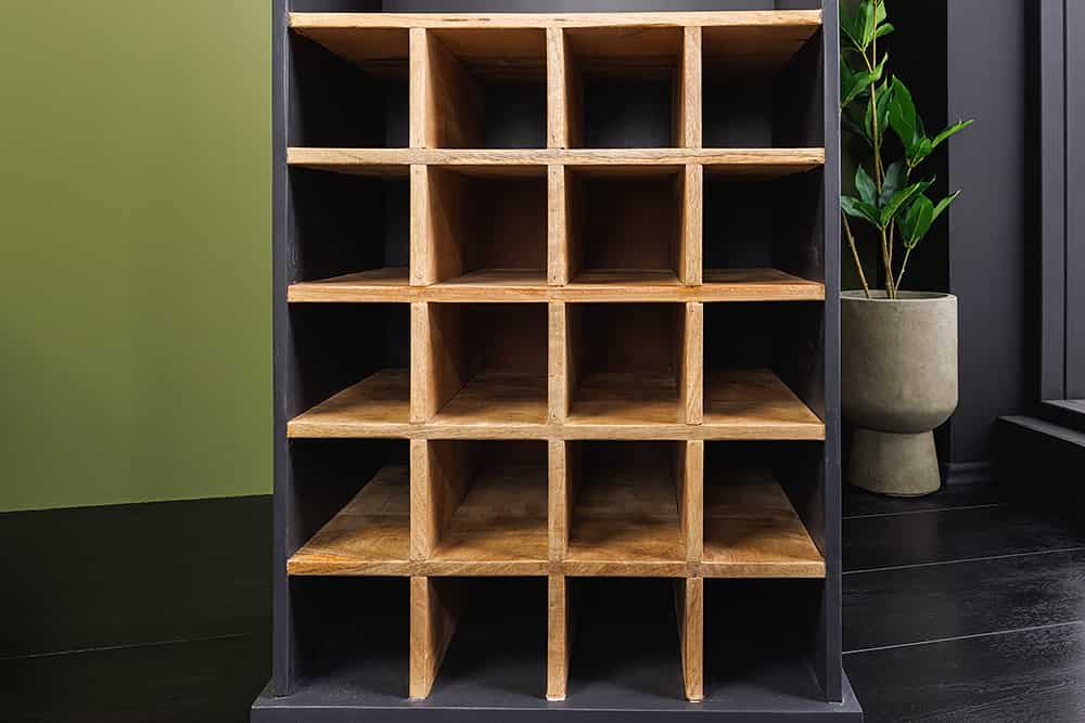 Massivholz Weinregal SEVEN SEAS 180cm anthrazit natur Mango Flaschenregal