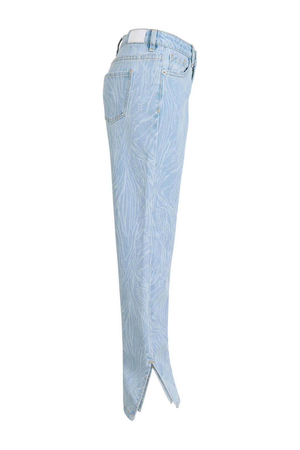Shoeby loose fit jeans met all over print light blue denim bleached