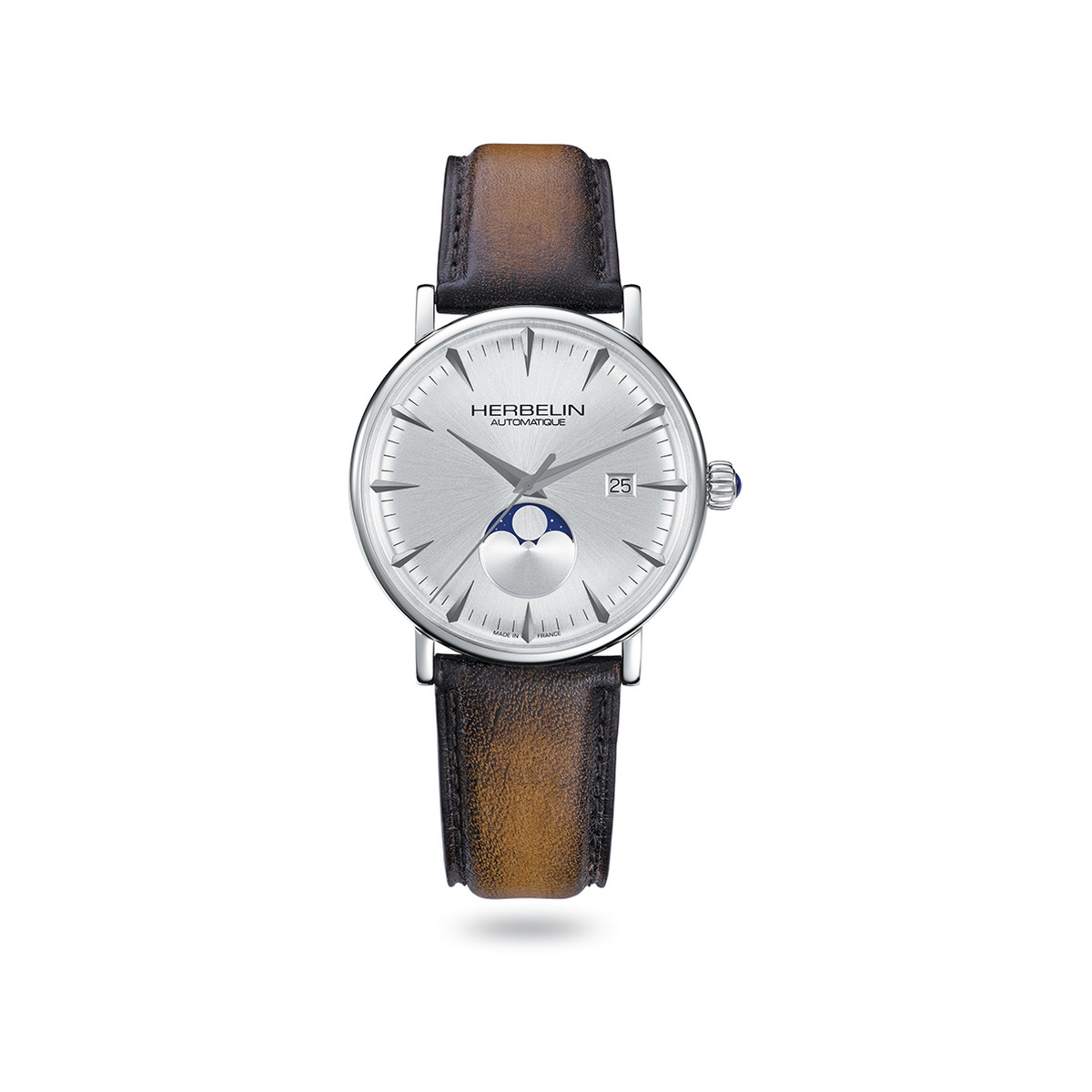 Montre Herbelin homme automatique acier bracelet cuir gold. Edition limitée.