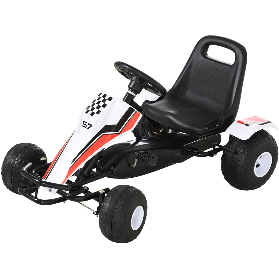 HOMCOM Kinder Go-Kart mit Handbremse weiß