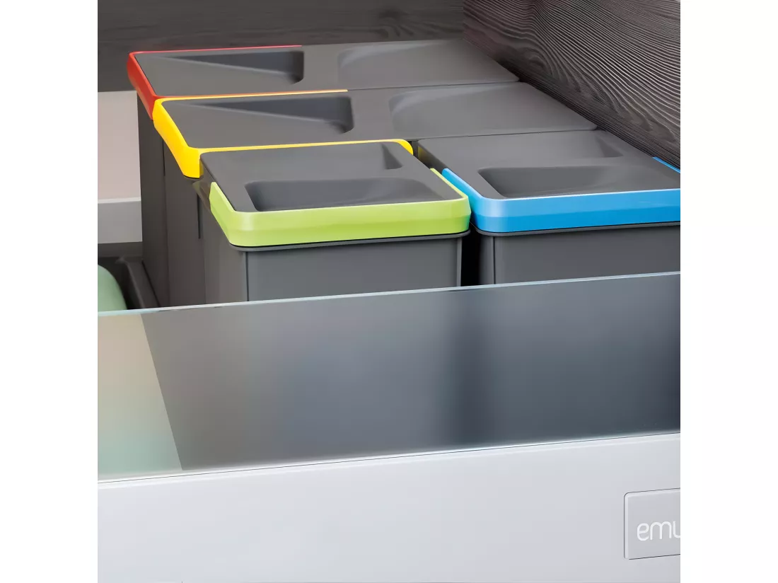 Bacs de tri pour tiroir de cuisine Recycle 2 bacs de 15 litres et 2 bacs de 7 litres