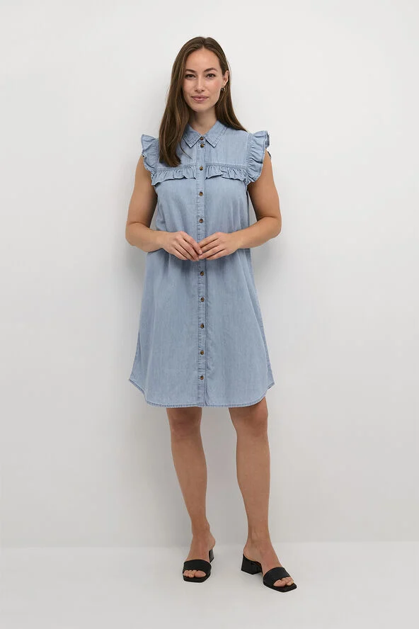 Culture CUaurelia Short Dress Light blue wash