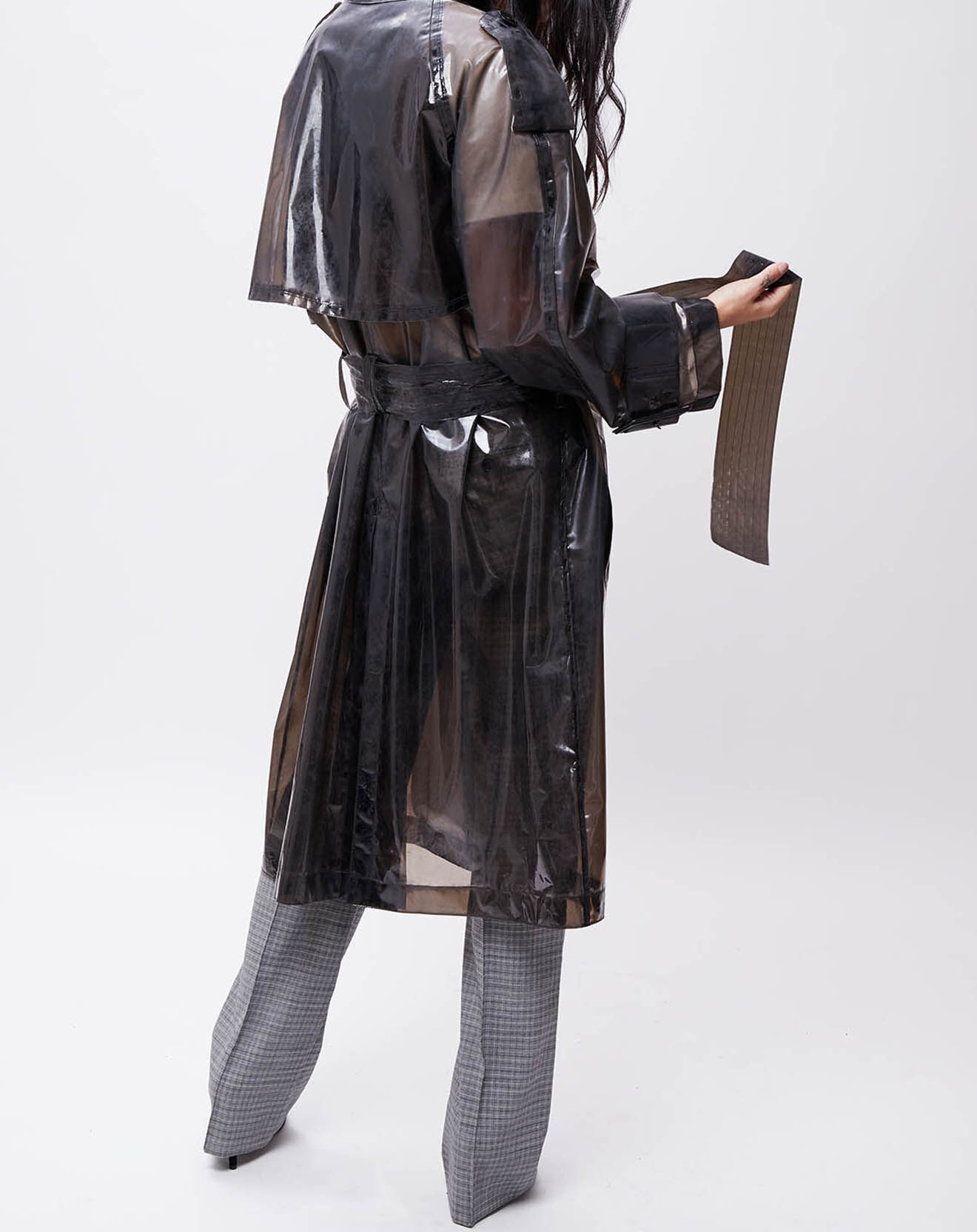 John Galliano Trench Emma transparent marron foncé