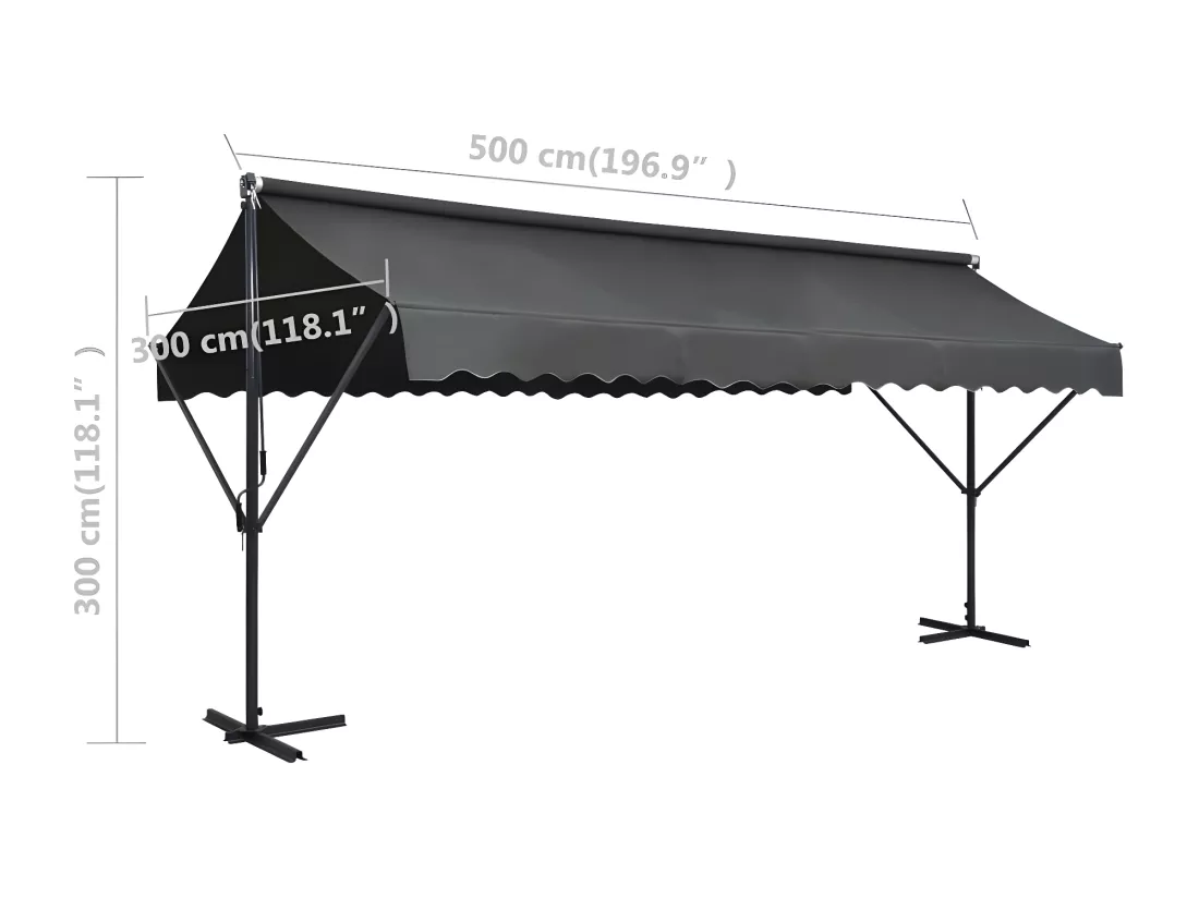 Auvent sur pied 500 x 300 cm Anthracite