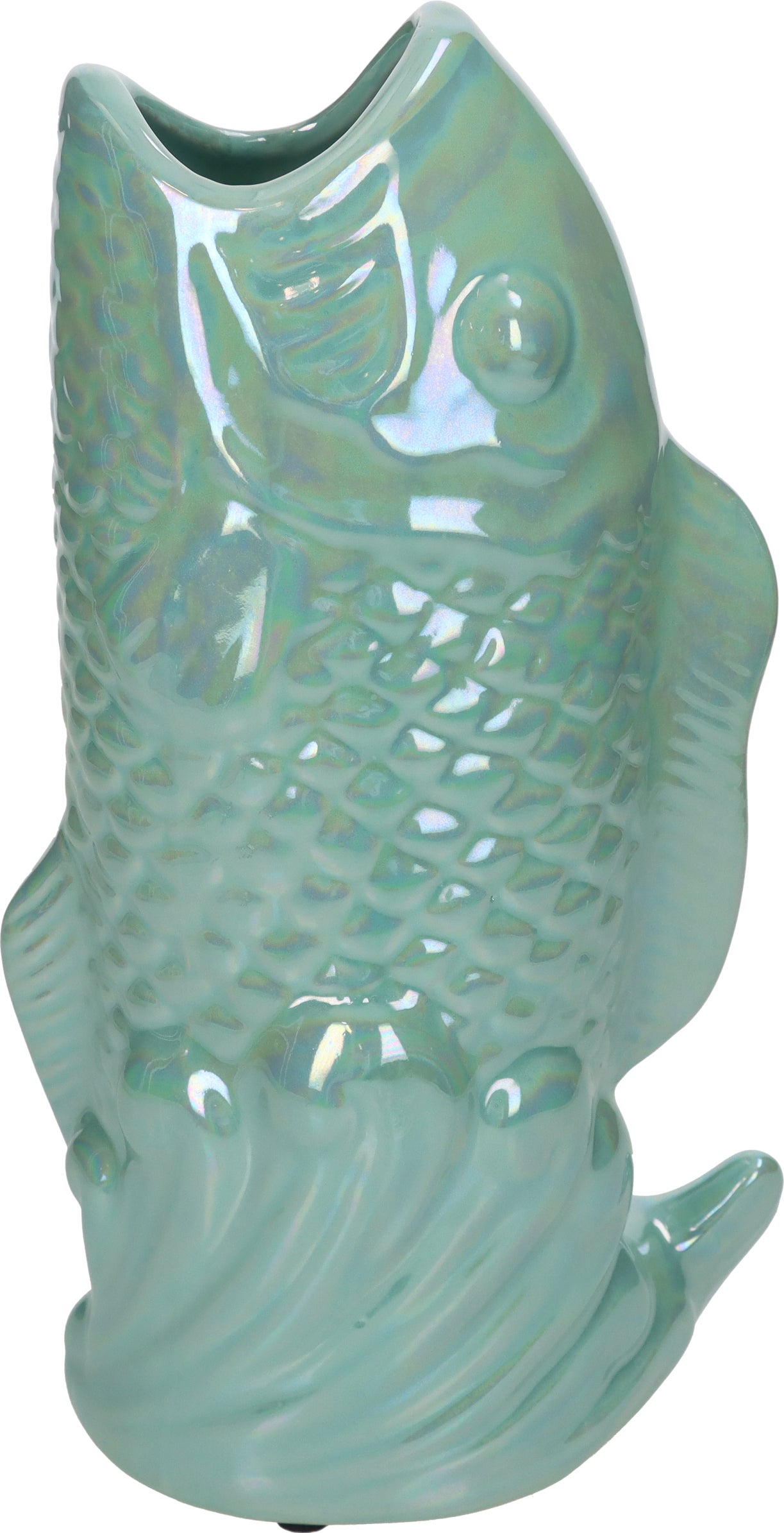 HD Collection vaas Vis groen 15,5 x 10,5 x 28 cm