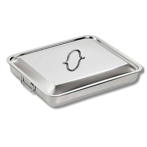 Plat à four en inox avec couvercle 35 x 27 cm Inoxriv