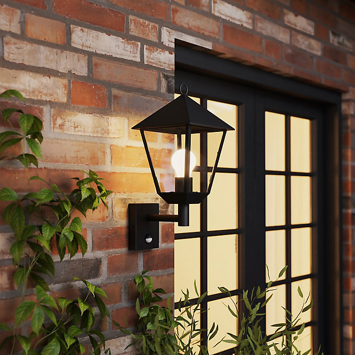 Applique murale montante à détection Docker E27 25W IP44 GoodHome noir