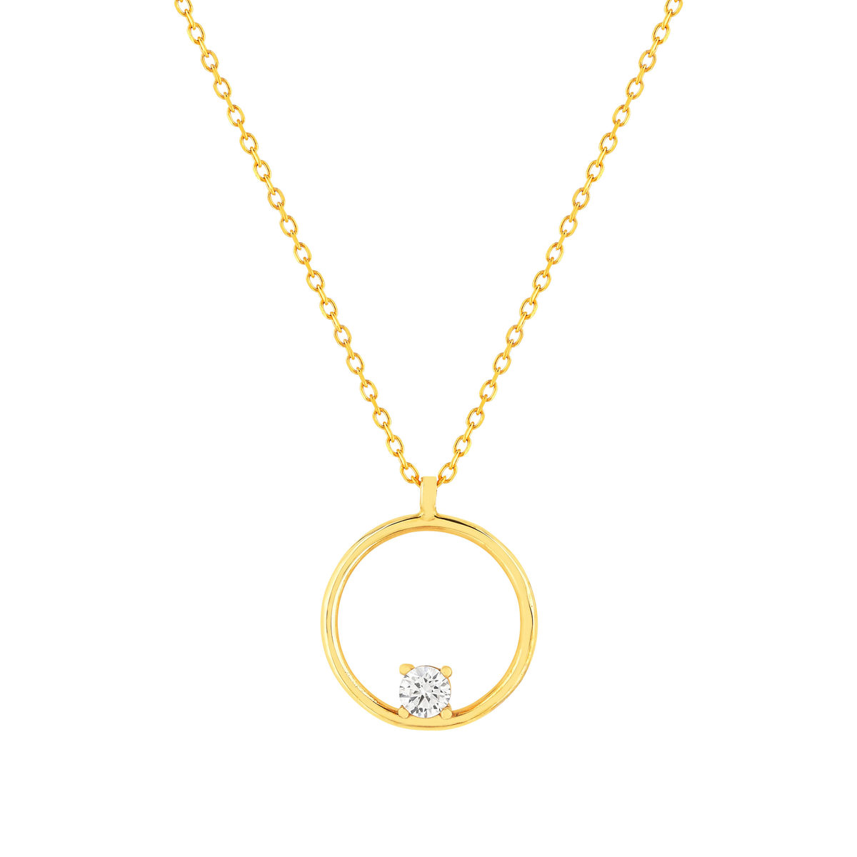 Collier or 375 jaune zirconia blanc 45 cm
