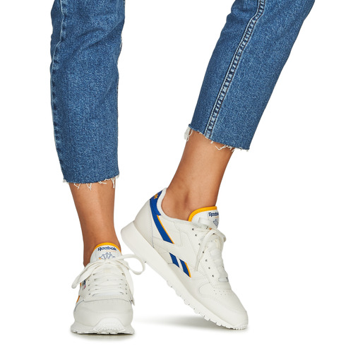 Reebok Classic - CLASSIC LEATHER - Blanc / Bleu / Jaune