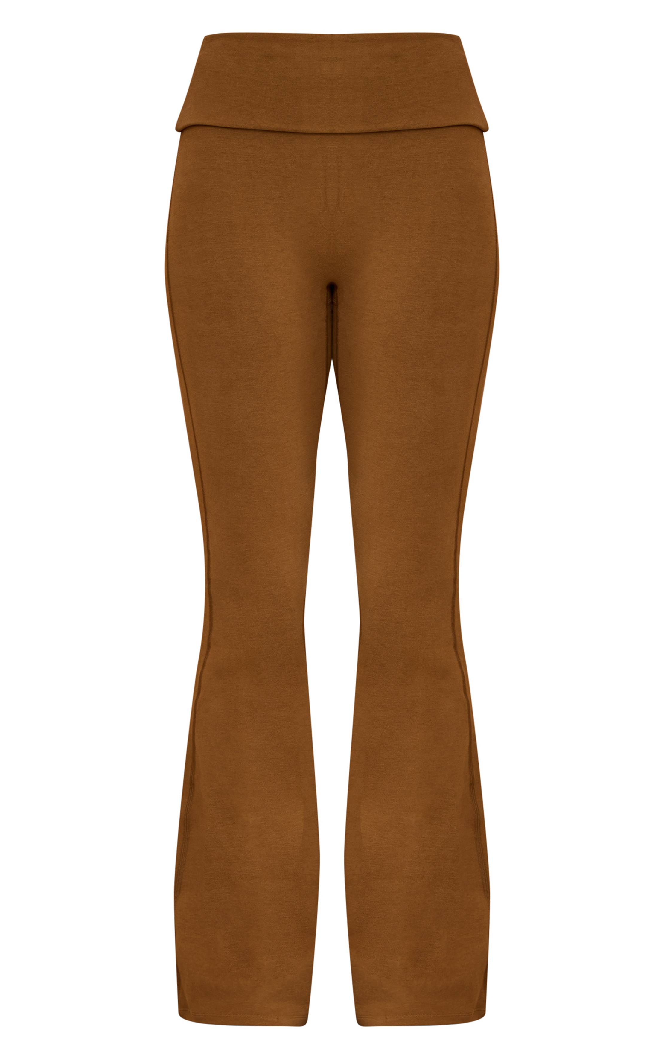 Marron Pantalon De Yoga En Coton Doux Mélange Prune Profond
