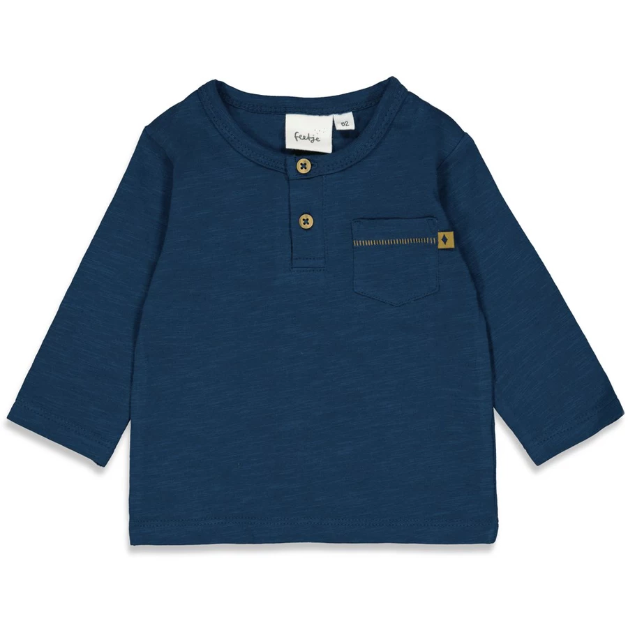 Feetje Langarmshirt No Waves No Fun Indigo