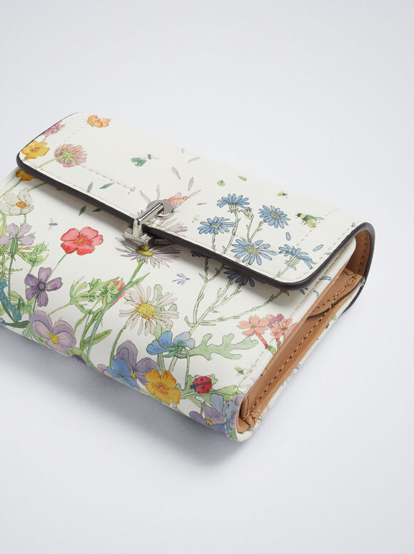 Carteira com estampa floral - Amarela