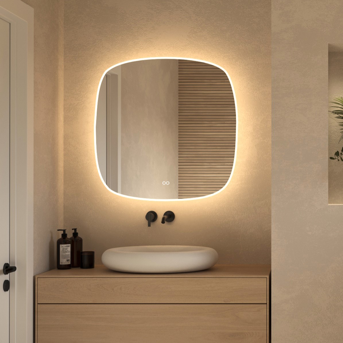 Hipp Design 19000 deens ovale spiegel 100x100cm met LED verlichting en verwarming