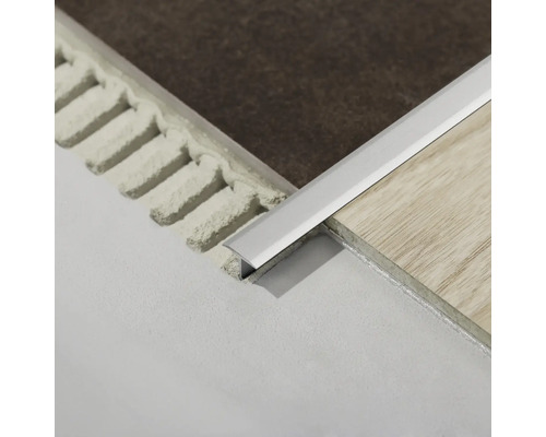 Dural T-Floor aluminium scheidings- en afdekprofiel, lengte 100 cm, hoogte 8 mm, zichtbaar oppervlak 14 mm, zilver