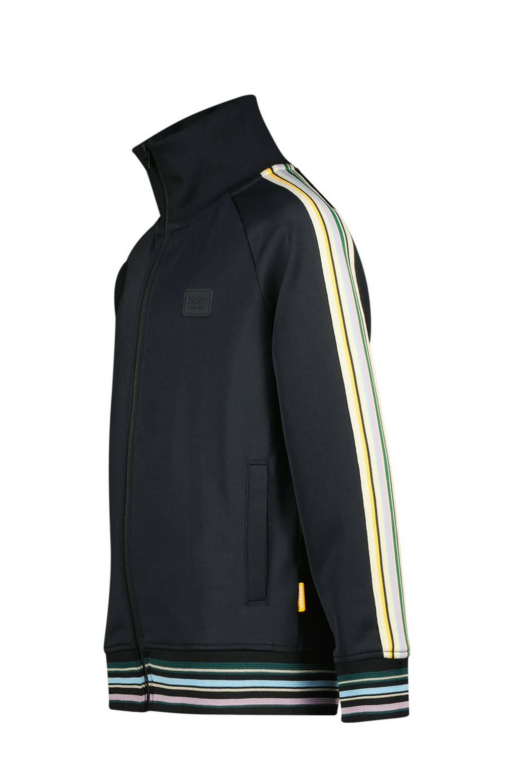 Vingino sweatvest Owin met contrastbies donkerblauw/geel