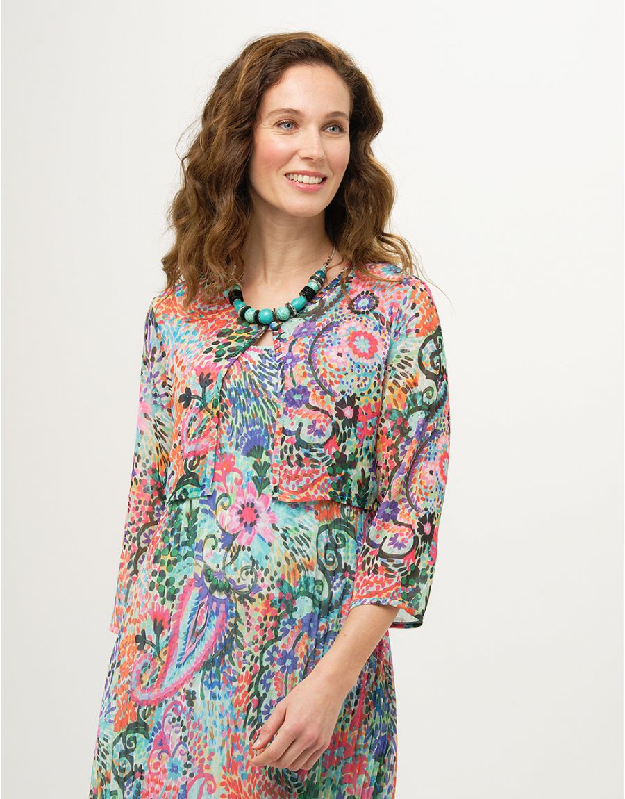 Boléro voile rose bleu