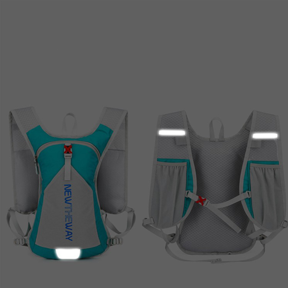 (40x25cm) 10L Ultraleichter Sport Rucksack Faltbare Outdoor Backpack Weste mit Aufbewahrungstasche   Öffnung für Trinksystem - Türkis / Grau