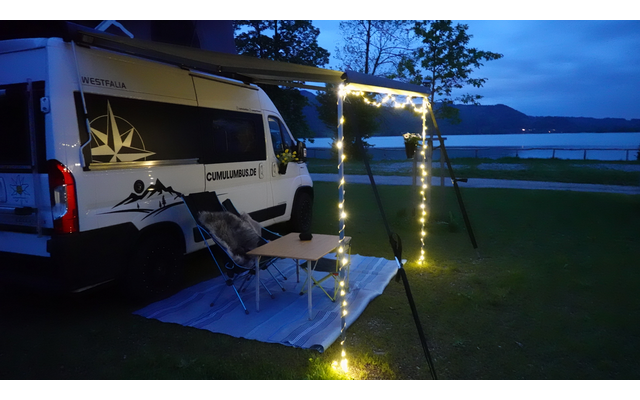 Camperflower Solar Markisen Lichterkette mit Akku 10 Meter