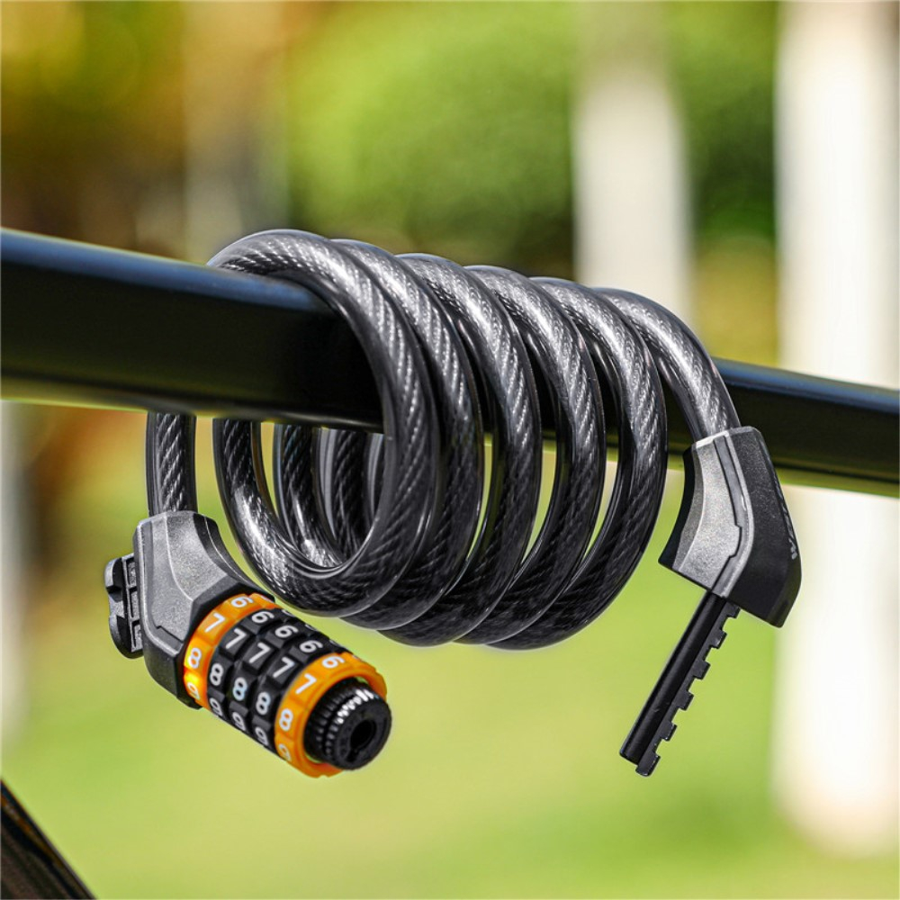 (2-tlg. Set) 5-Stelliges Code Fahrradschloss Velo Zahlenschloss   Halterung - Schwarz