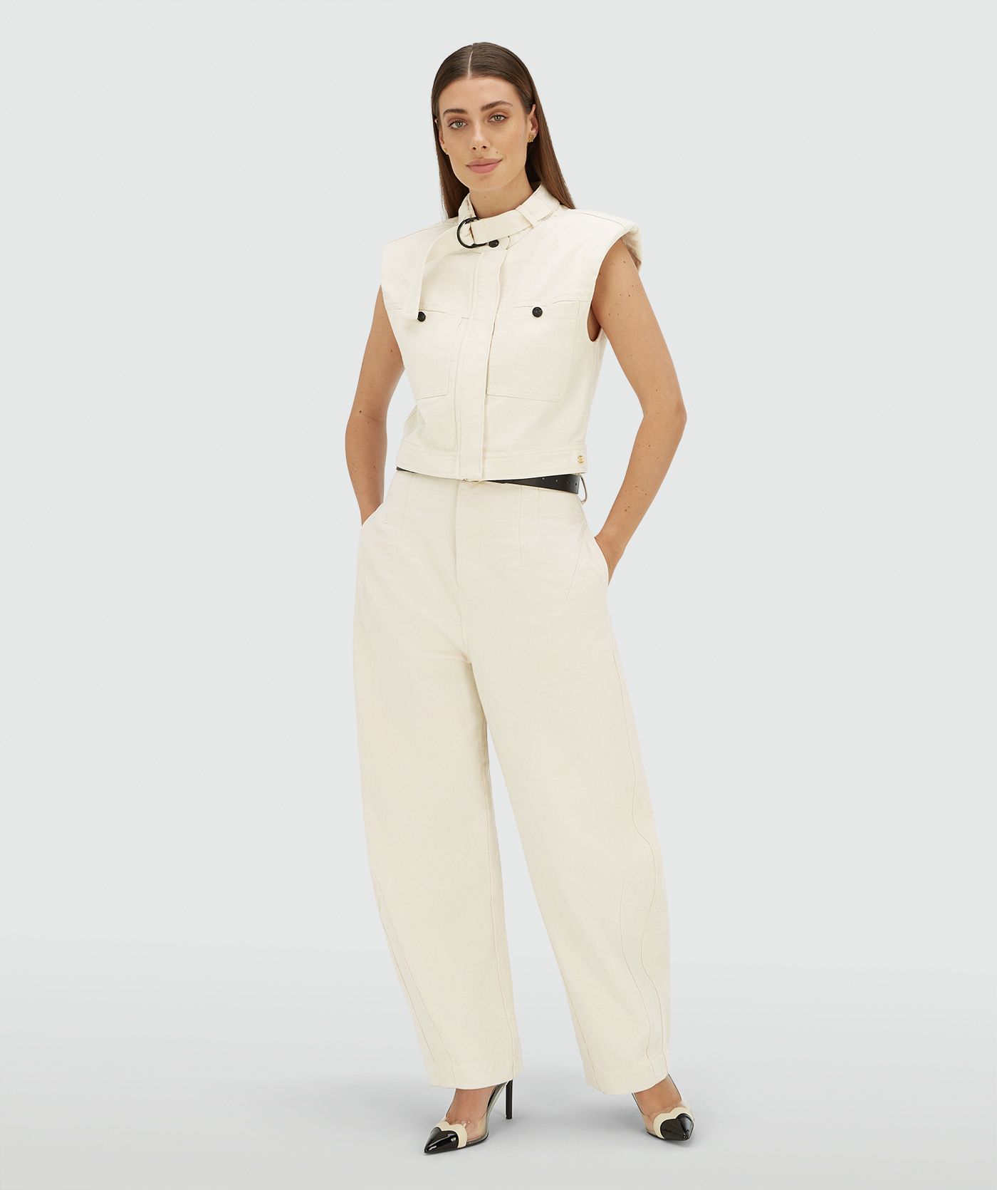 JV-MAXWELL oversized gilet - ecru