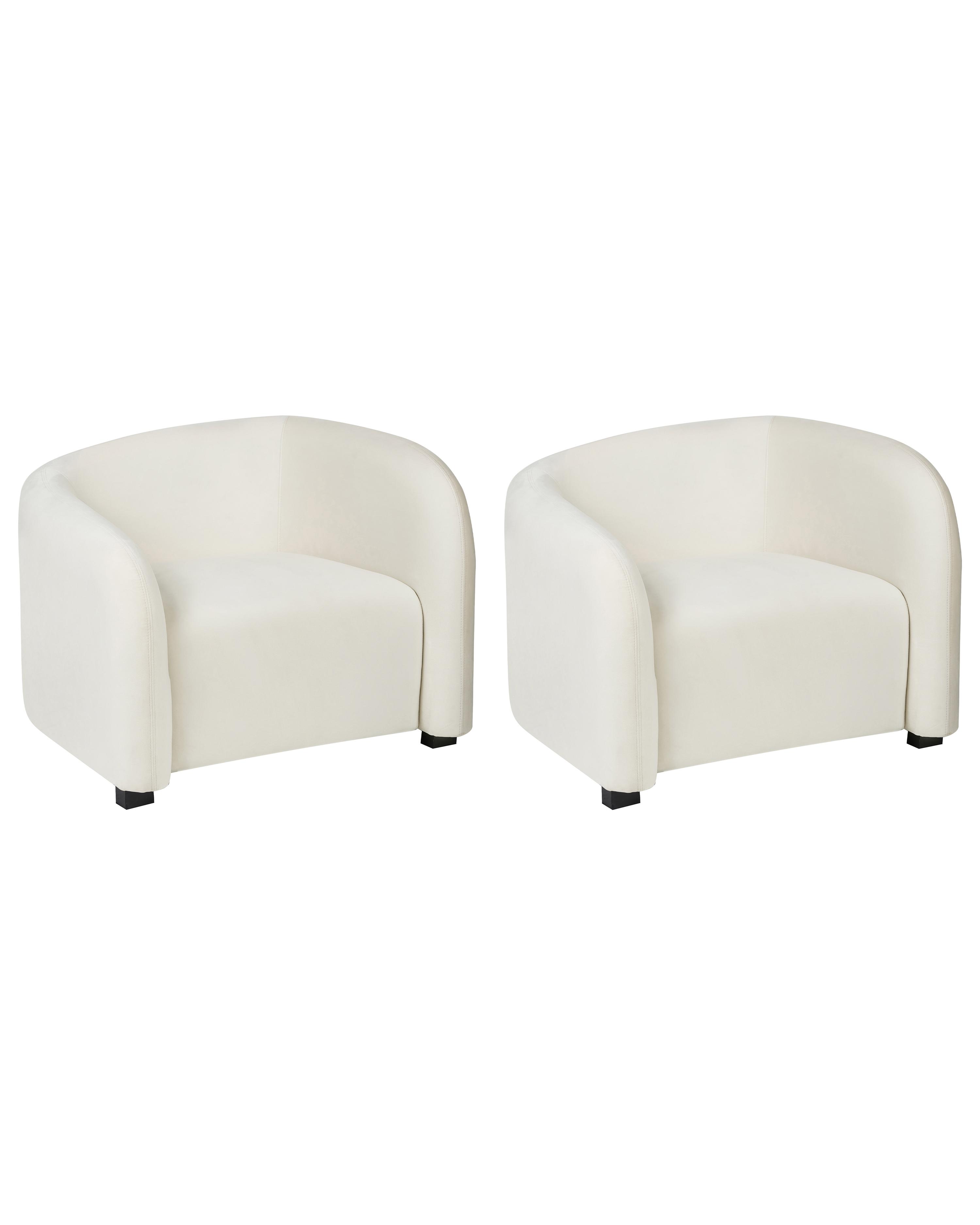 Set van 2 fauteuils VELTADA Fluweel Gebroken wit