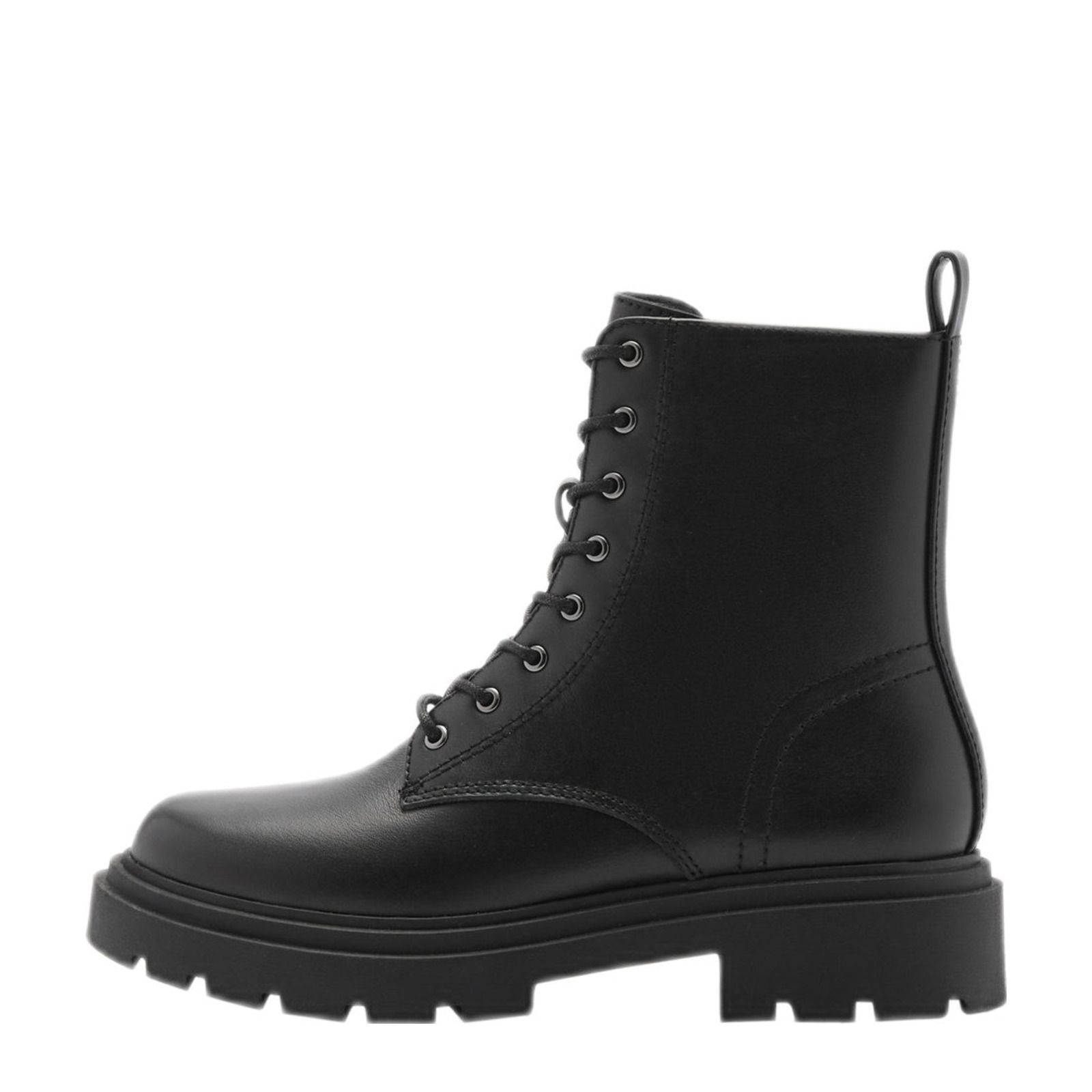 MANGO TEEN leren veterboots zwart