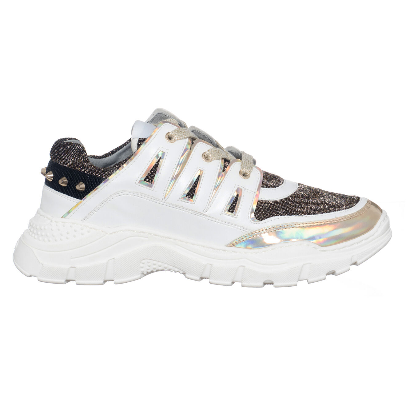 Liu-Jo Baskets en Cuir & Mesh Bon blanc/doré