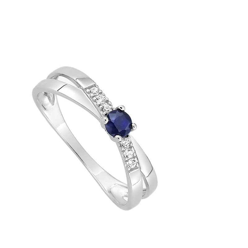 Bague Femme - Saphir - Oxyde de zirconium - Or 9 Carats