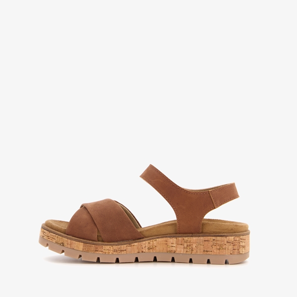 Hush Puppies leren dames sandalen cognac