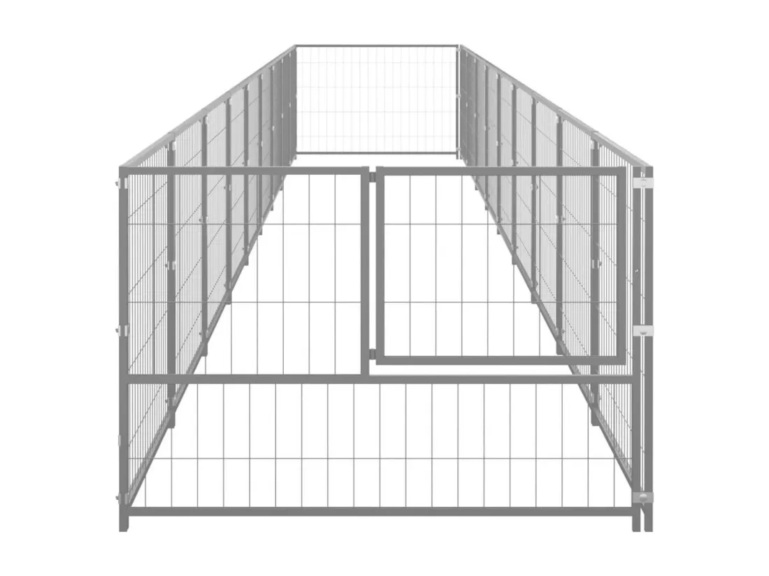 Chenil extérieur cage enclos argenté 900 x 100 x 70 cm 02_0000307