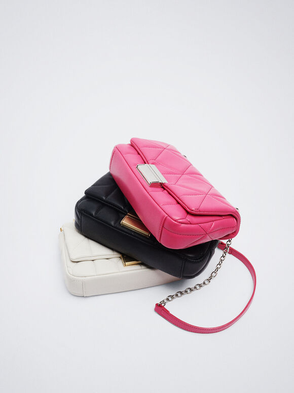 Bolsa acolchoada com corrente - Rosa