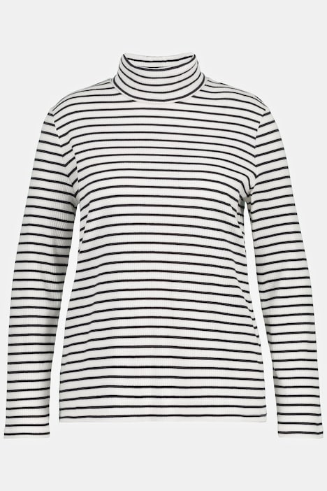 Shirt, gerippt, Slim, Rollkragen, Langarm, Biobaumwolle
