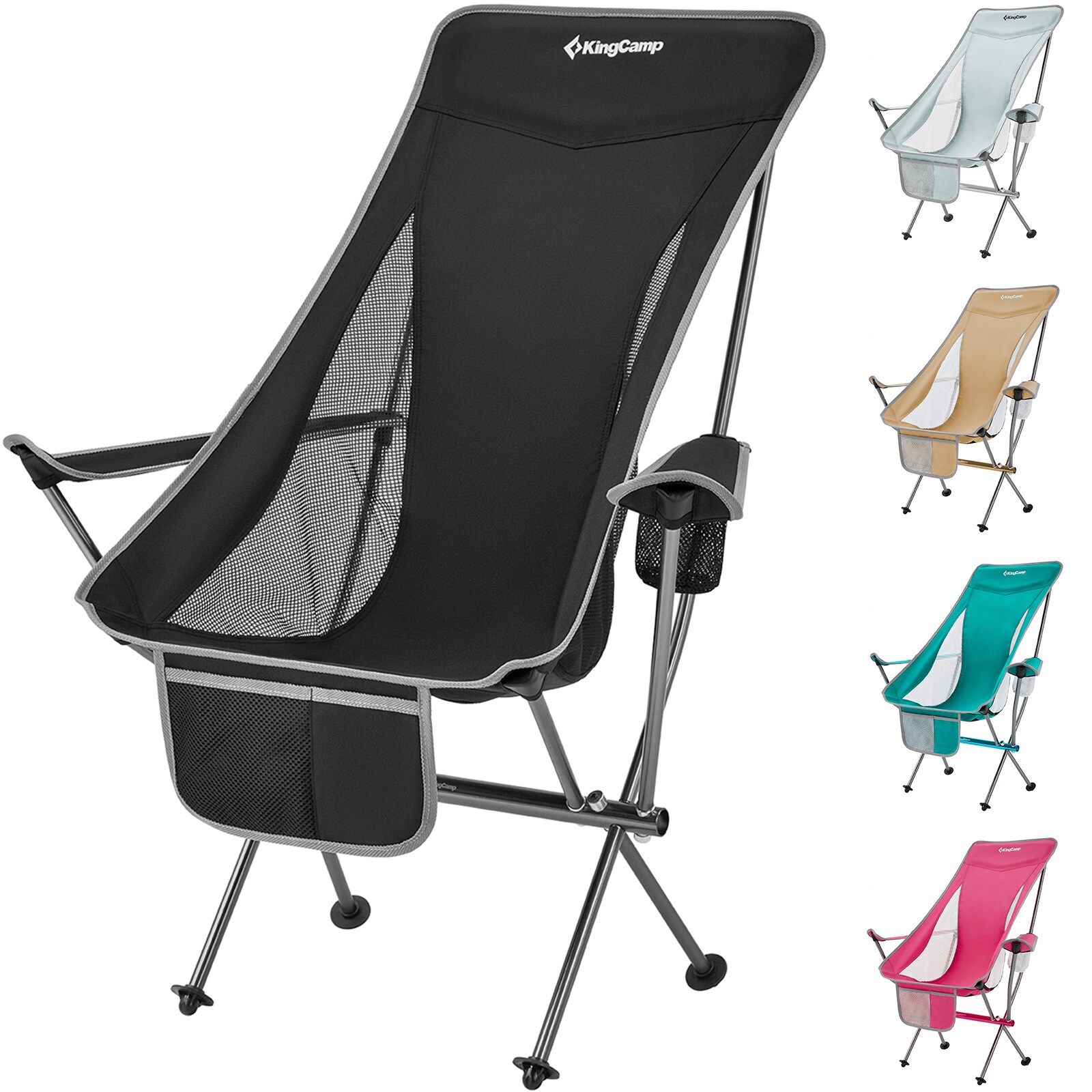 KINGCAMP Campingstuhl Cataby Deluxe Klappstuhl Strand Stuhl Faltbar Alu 120 kg Farbe: Rose Red