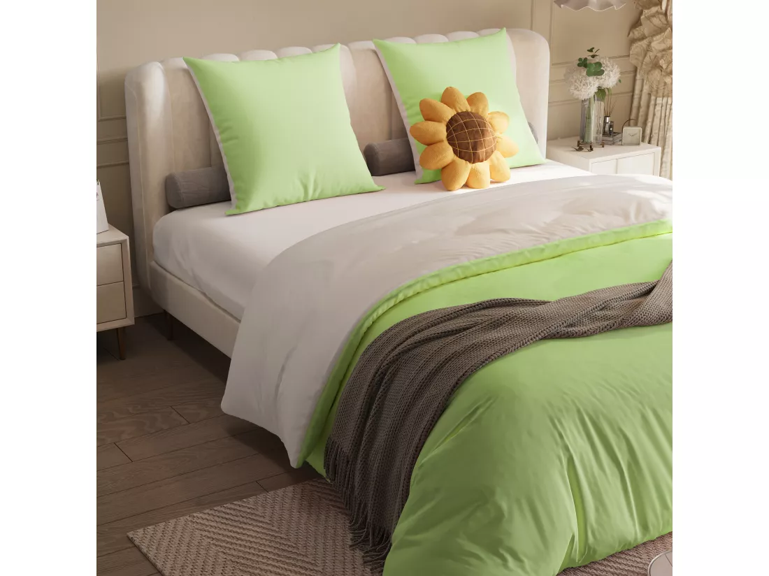 Parure de lit 3 pièces, d'oreiller*2(80 x 80), drap-housse (160 x 200) + housse de couette (155 x 220), vert, polyester